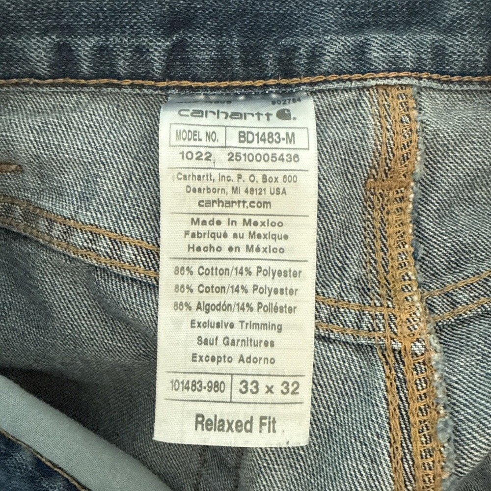 Carhartt Relaxed Fit Mens 33x32 Blue‎ Denim Jeans Model BD1483-M - Picture 5 of 6